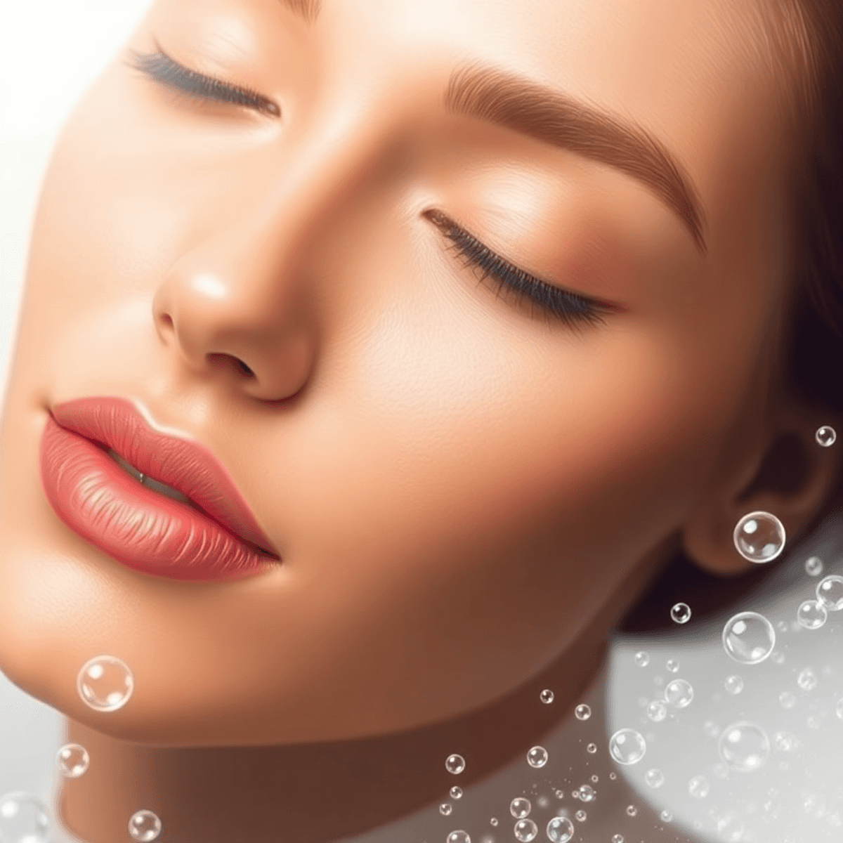 Needling Serum: 10 Mistakes That Ruin Your Results 1 Close-up of a serene woman’s glowing face with flawless skin from using needling serum, surrounded by soft microneedles and serum droplets on a clean, light background.
