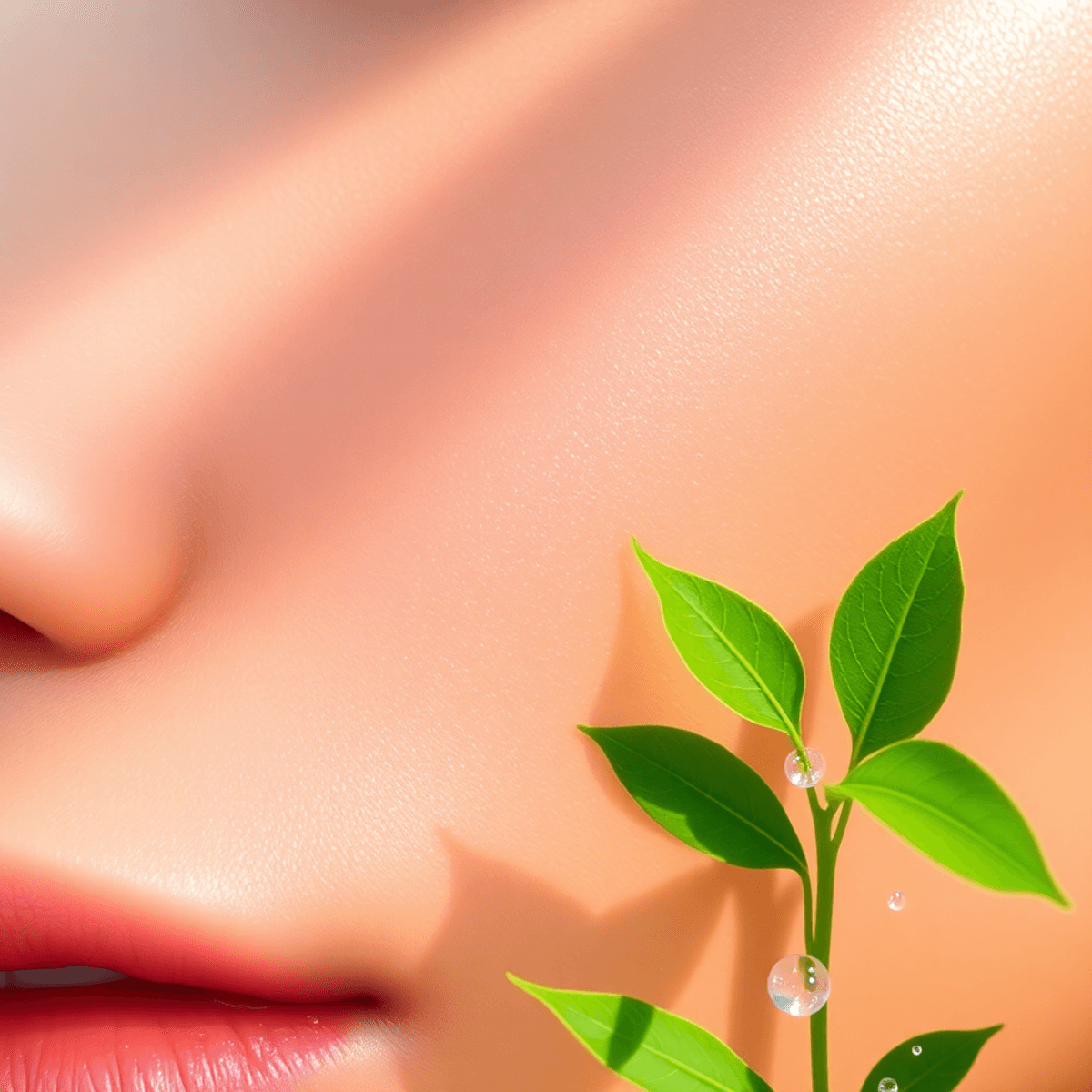 10 Essential StemFactor Osmosis Guide Breakthroughs for Faster Healing and Glowing Skin 1 Close-up of smooth, glowing skin beside fresh green leaves and dew drops, symbolizing renewal and repair highlighted in the StemFactor Osmosis Guide for post-microneedling recovery.