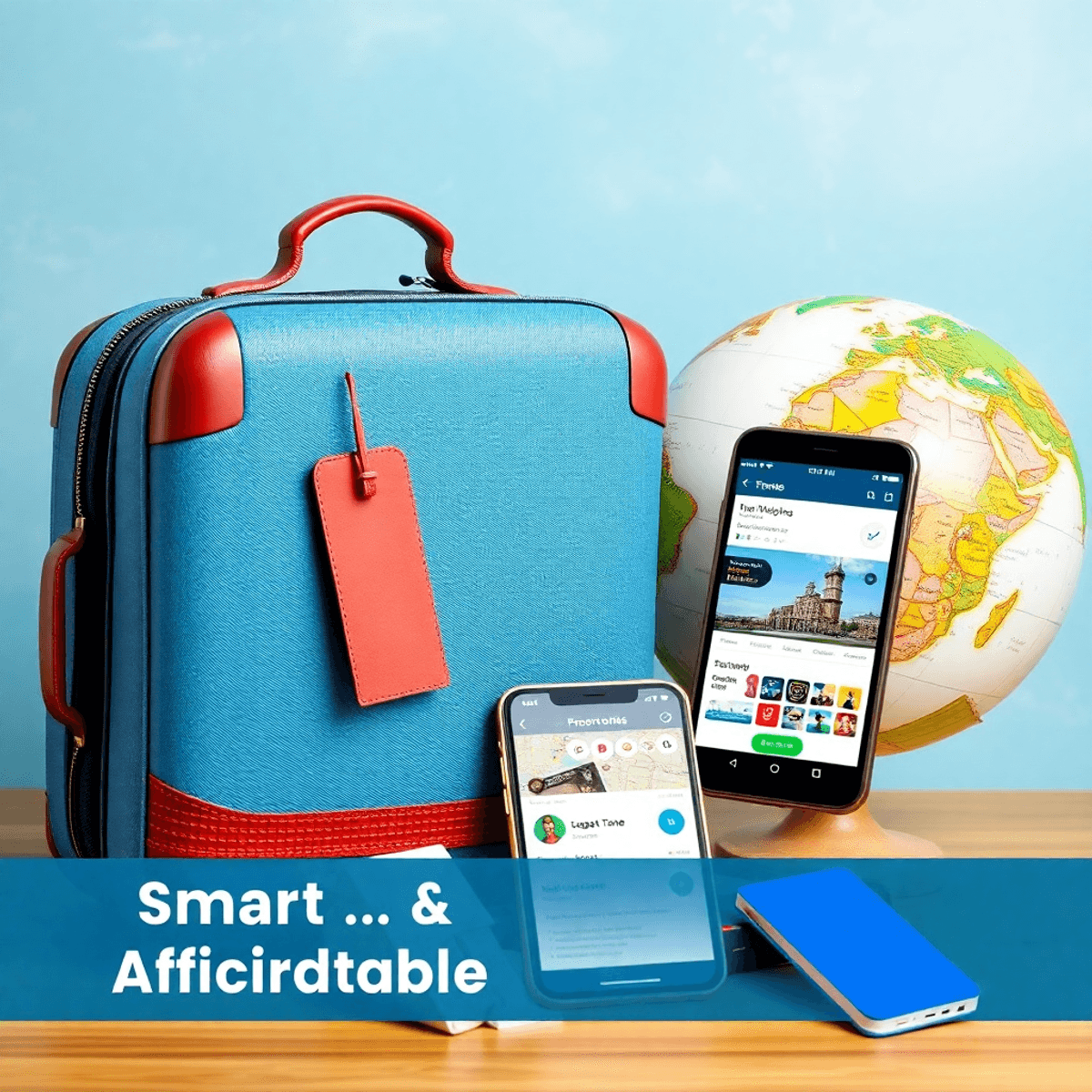 Travel Cost Trends 2025, Inflation Impact on Tourism, Budget Travel Hacks, Rising Airfare Prices, Currency Fluctuations Travel, Cost of Living for Travelers, Affordable Destinations 2025 Well-packed suitcase with travel essentials beside a globe, map, passport, and smartphone showing budget accommodation booking.