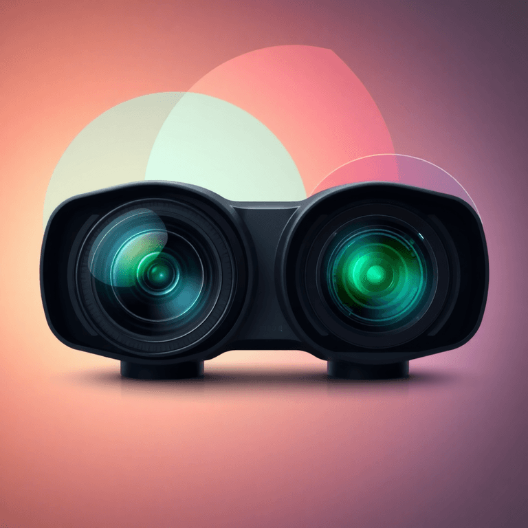 lets test in Egypt A sleek modern dual-lens camera with glowing lenses against a gradient background featuring abstract wide-angle and telephoto lens shapes.