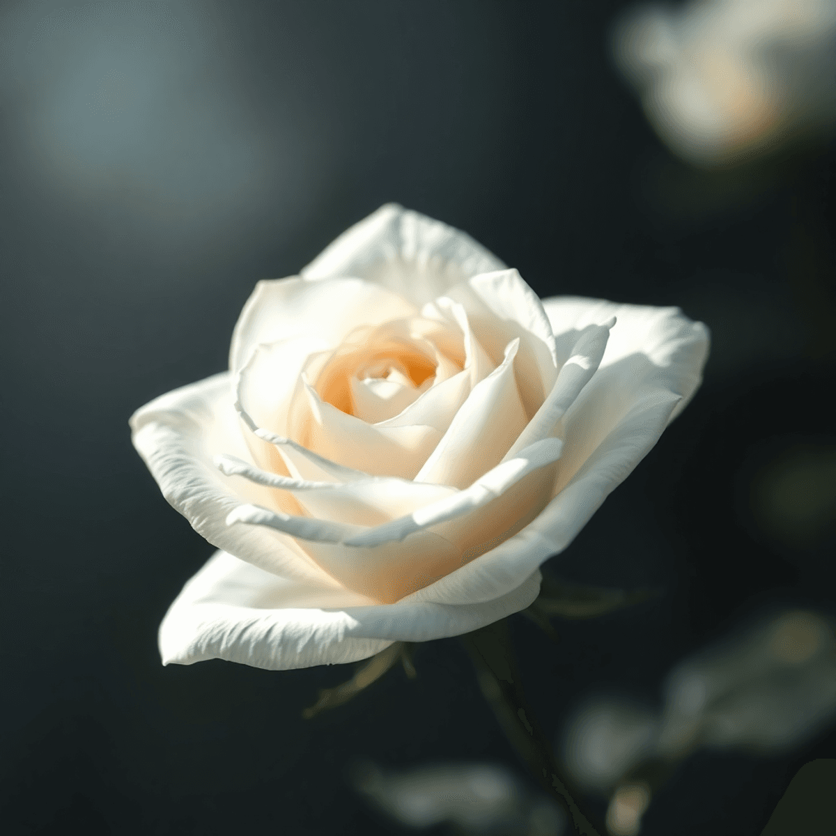funeral planning with white flower oil painting Close-up digital painting of a white rose with delicate petals, soft natural light, and a dark blurred background highlighting texture and depth.