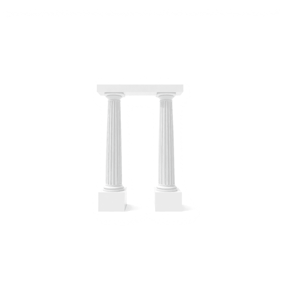 you funk SE000 Abstract composition of interconnected pillars and beams on a clean background, blending asymmetrical and symmetrical shapes with soft white space for clarity.