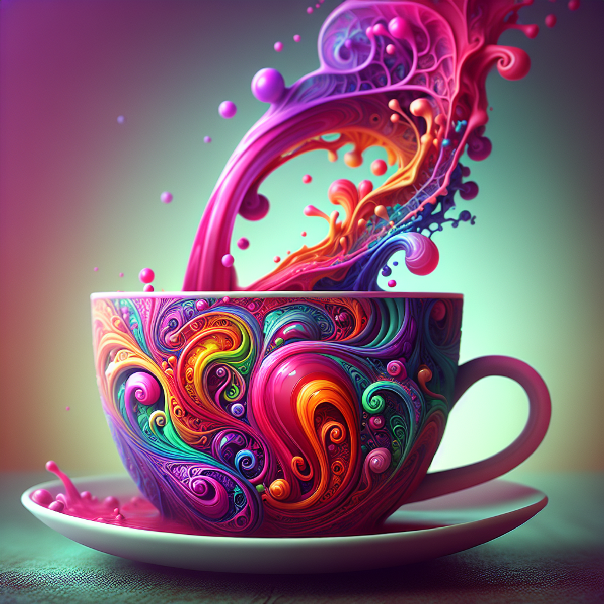 Vibrant swirling cup of shroom tea.