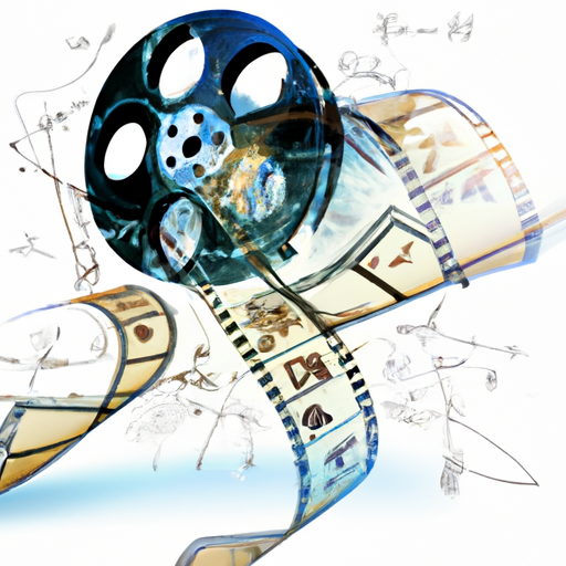 A film reel unraveling with scientific equations and symbols floating around it.