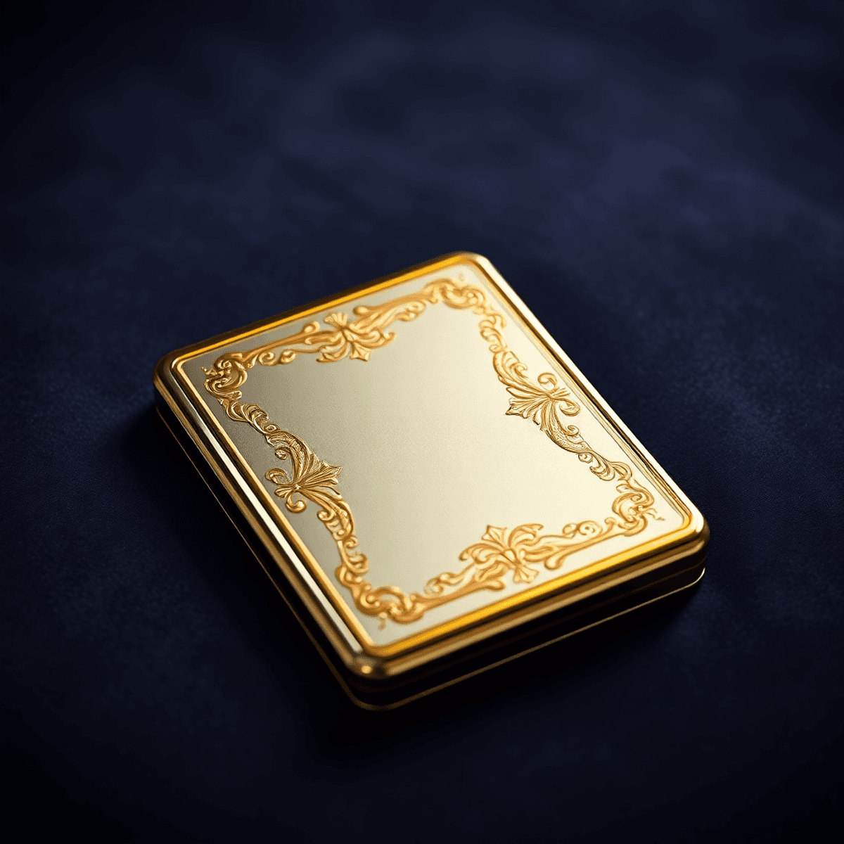 Un étui à cigarettes vintage orné en or ou en argent repose sur un fond en velours luxueux, illuminé par un éclairage doux, dégageant élégance et glamour classique.