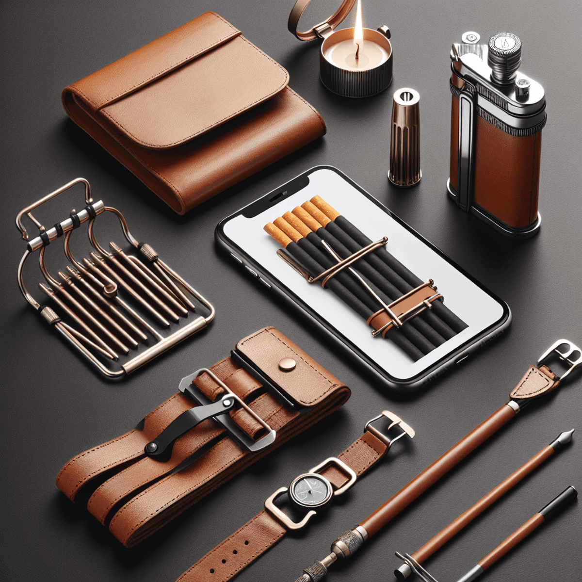 Une représentation artistique numérique d'un étui à cigarettes moderne au design minimaliste, symbolisant le style moderne.