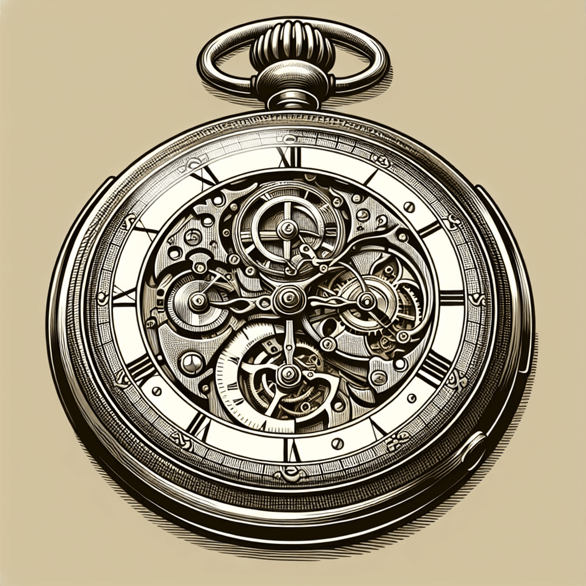 Montre à gousset vintage avec des engrenages, symbolisant l'élégance intemporelle d'une montre de poche.