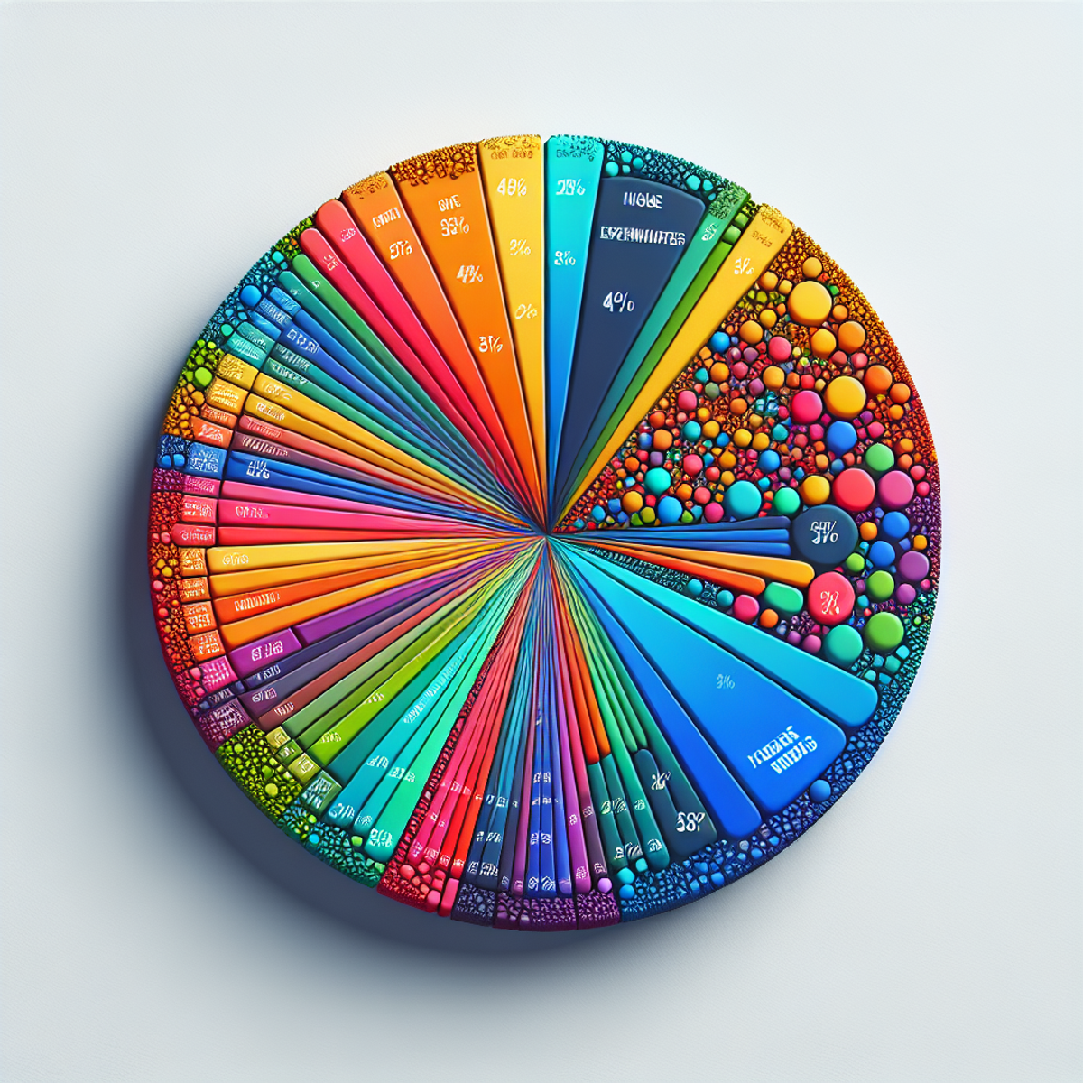 A vibrant and colorful pie chart displaying budget allocation without text or numbers.