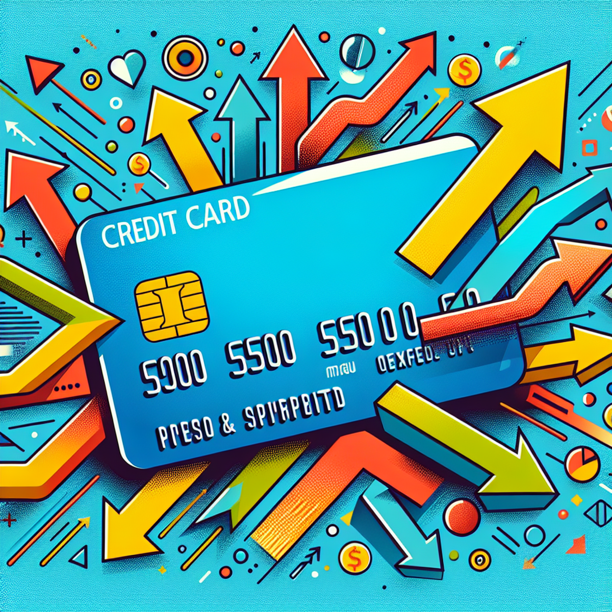A credit card surrounded by colorful arrows pointing upwards.