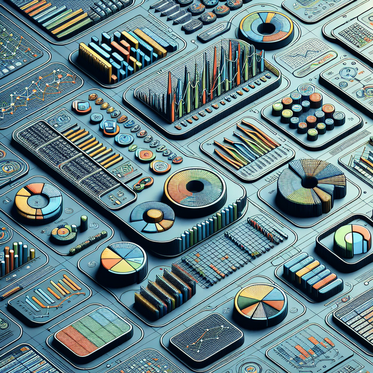 A digital spreadsheet filled with colorful charts and graphs representing complex financial data.