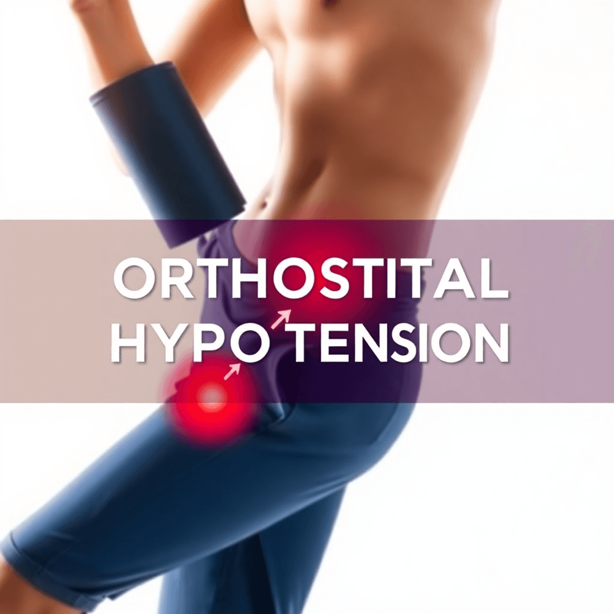 A person energetically standing up from a seated position, with an emphasis on body and legs, set against a bright background, symbolizing blood pressure regulation and vitality.