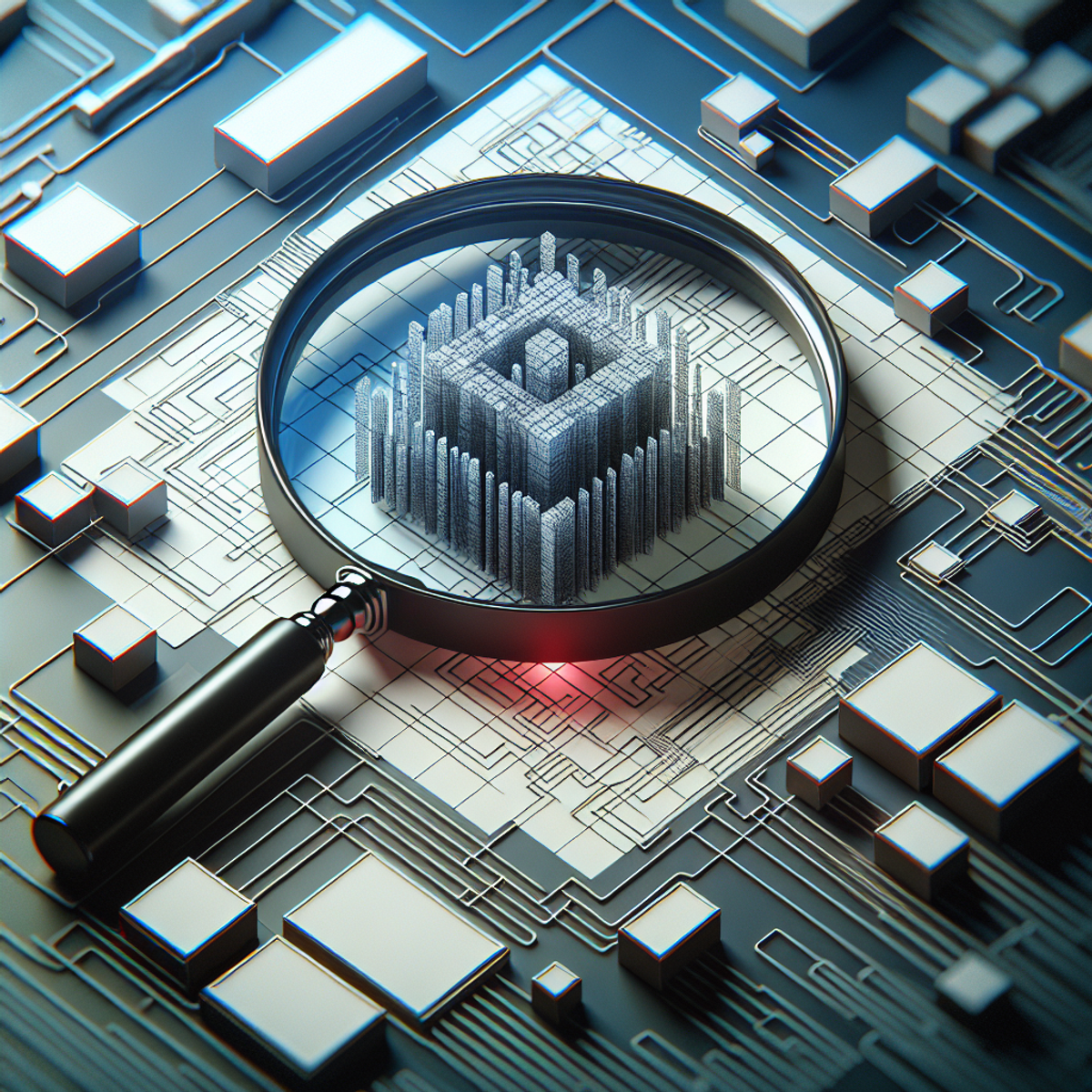 Abstract close-up of code error handling logic under a magnifying glass.