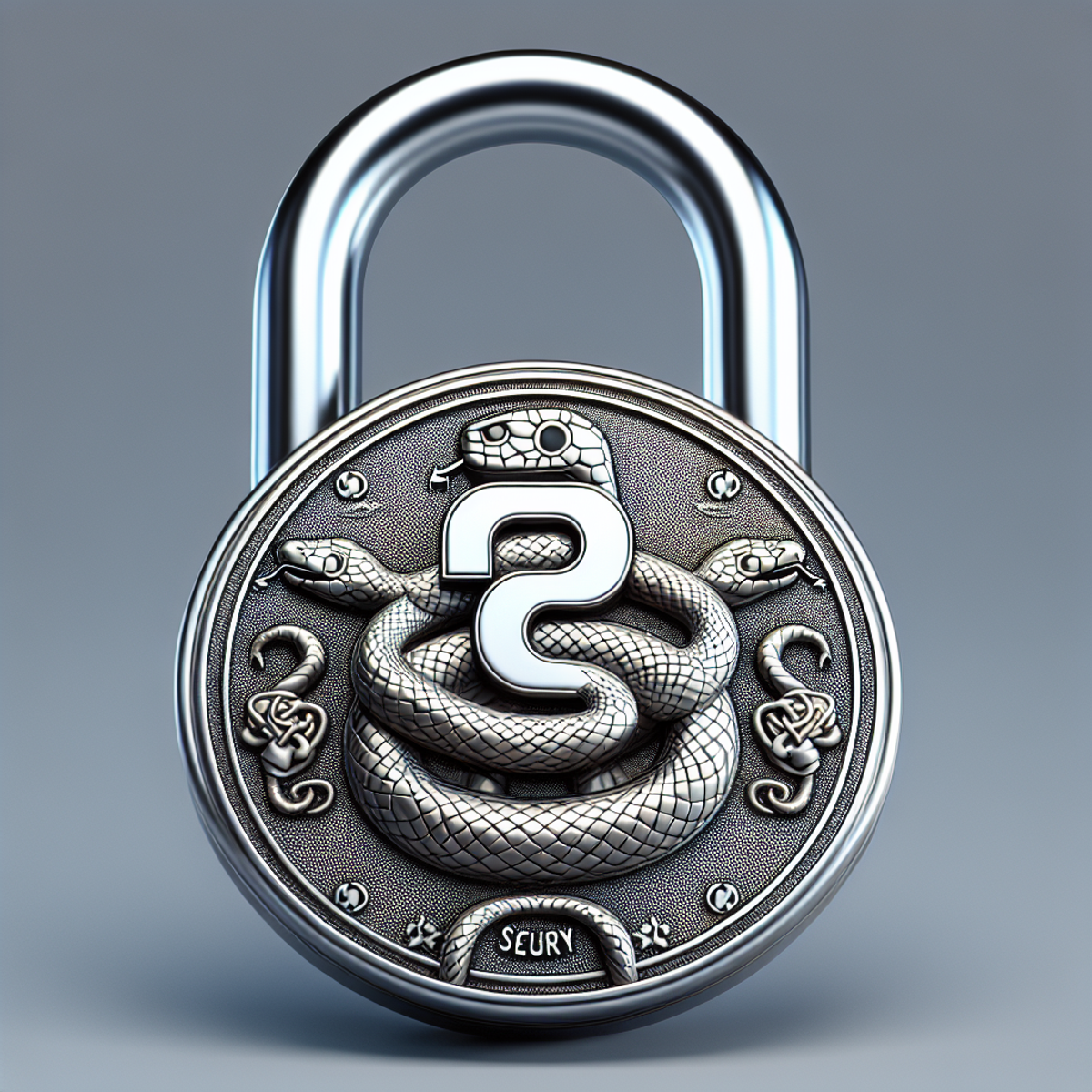 A close-up image of a secured padlock with a minimalist Python language logo engraved on it.