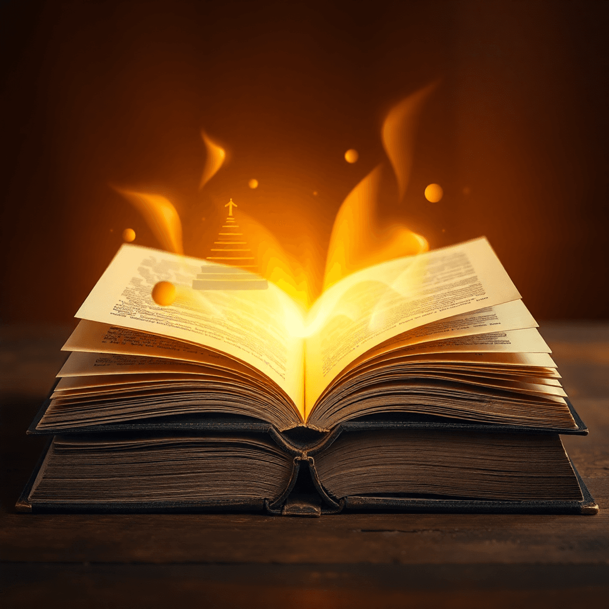Open vintage book with glowing golden light forming abstract shapes of social hierarchies, set against a wa...
