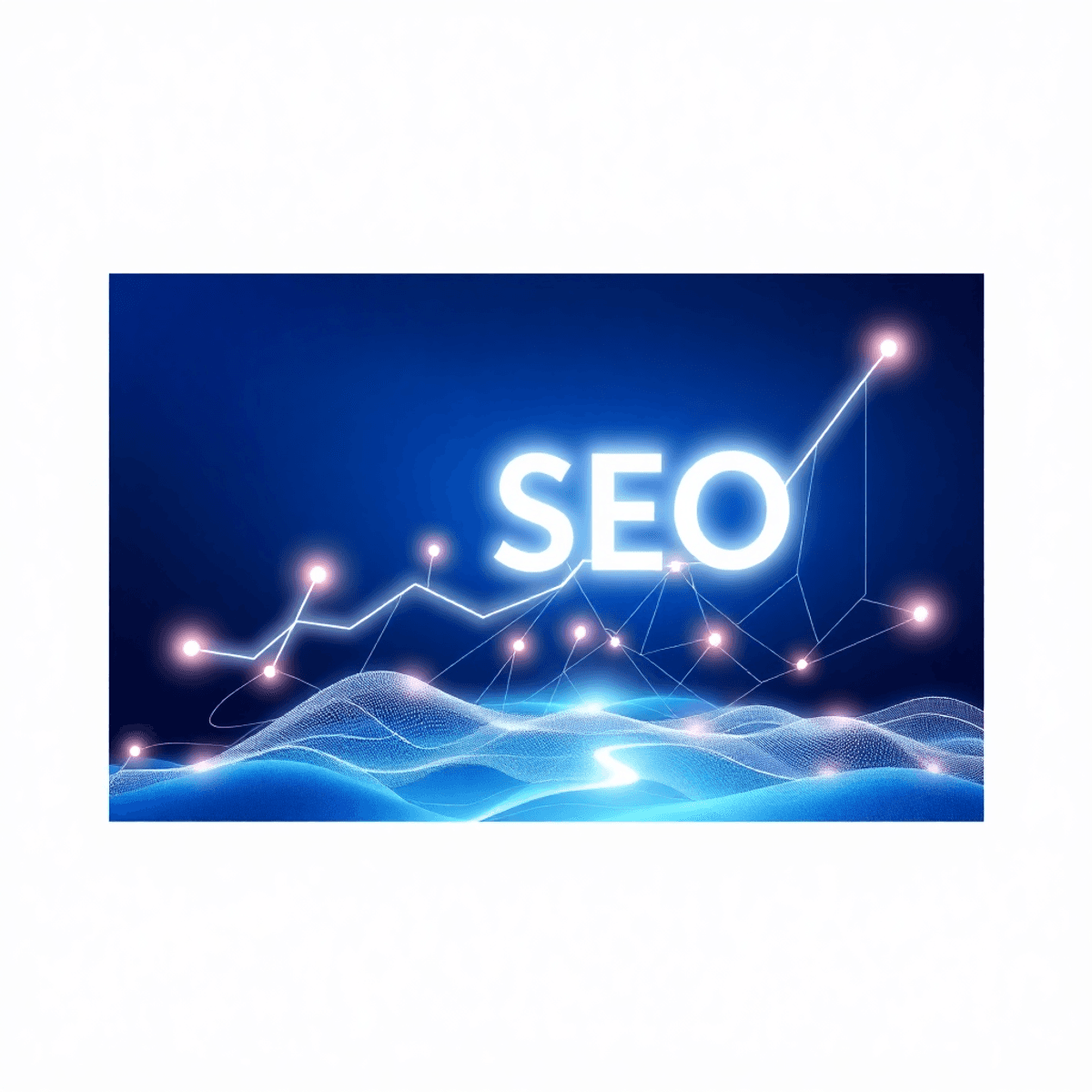 Abstract digital landscape with glowing network lines and nodes symbolizing data flow and online growth aga...