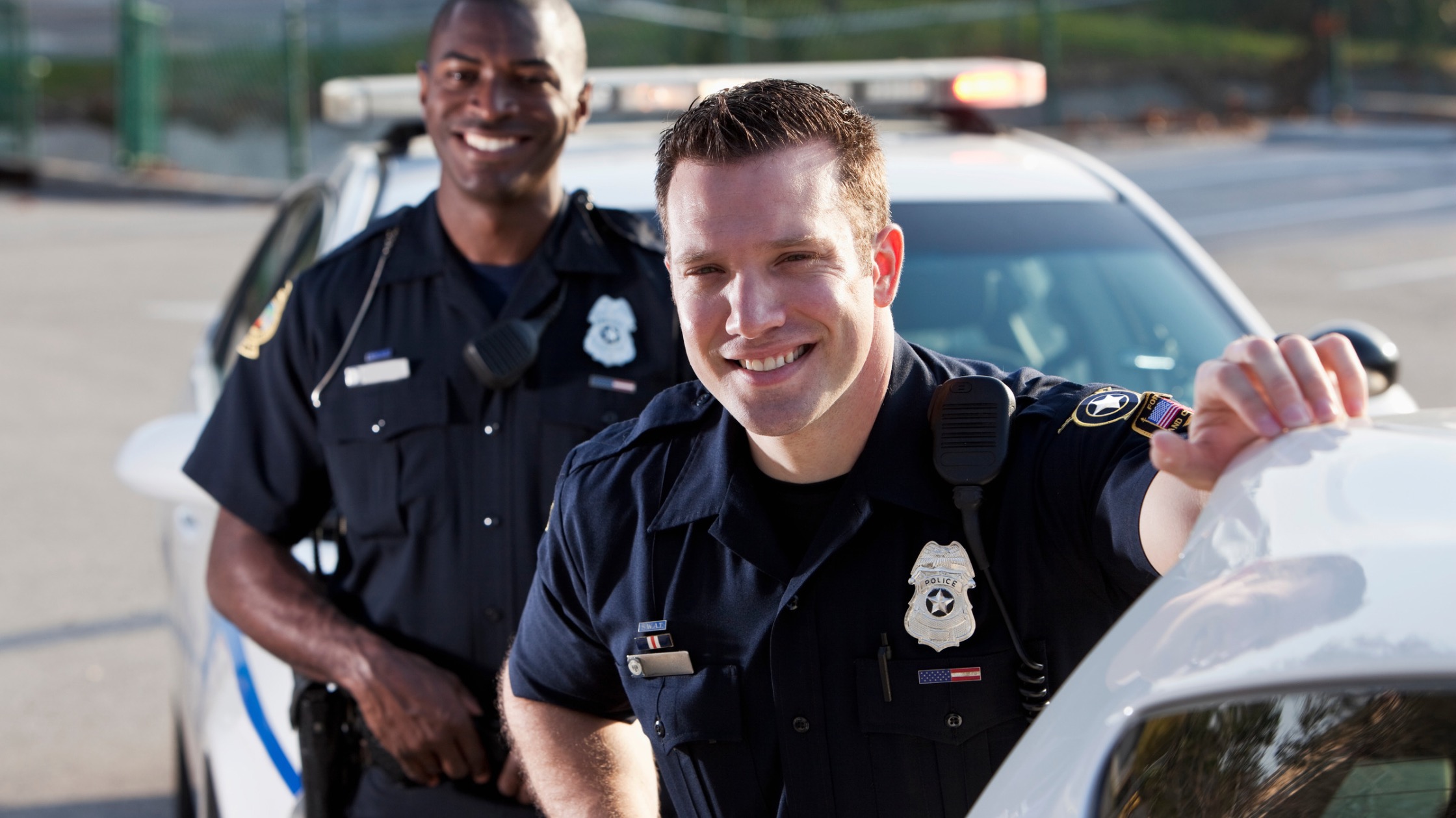Happy law enforcement officers from microflex disposable gloves