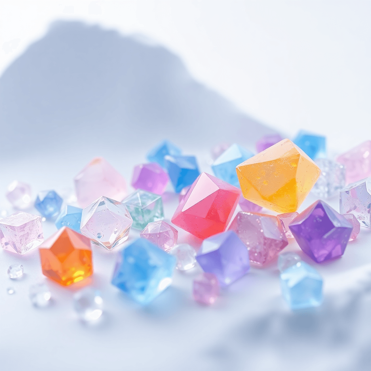 Top 10 moisture absorbing material for storing my lenses Colorful polymer moisture-absorbing crystals in various sizes, showing a gradient color change from clear to blue, set against a subtle background.
