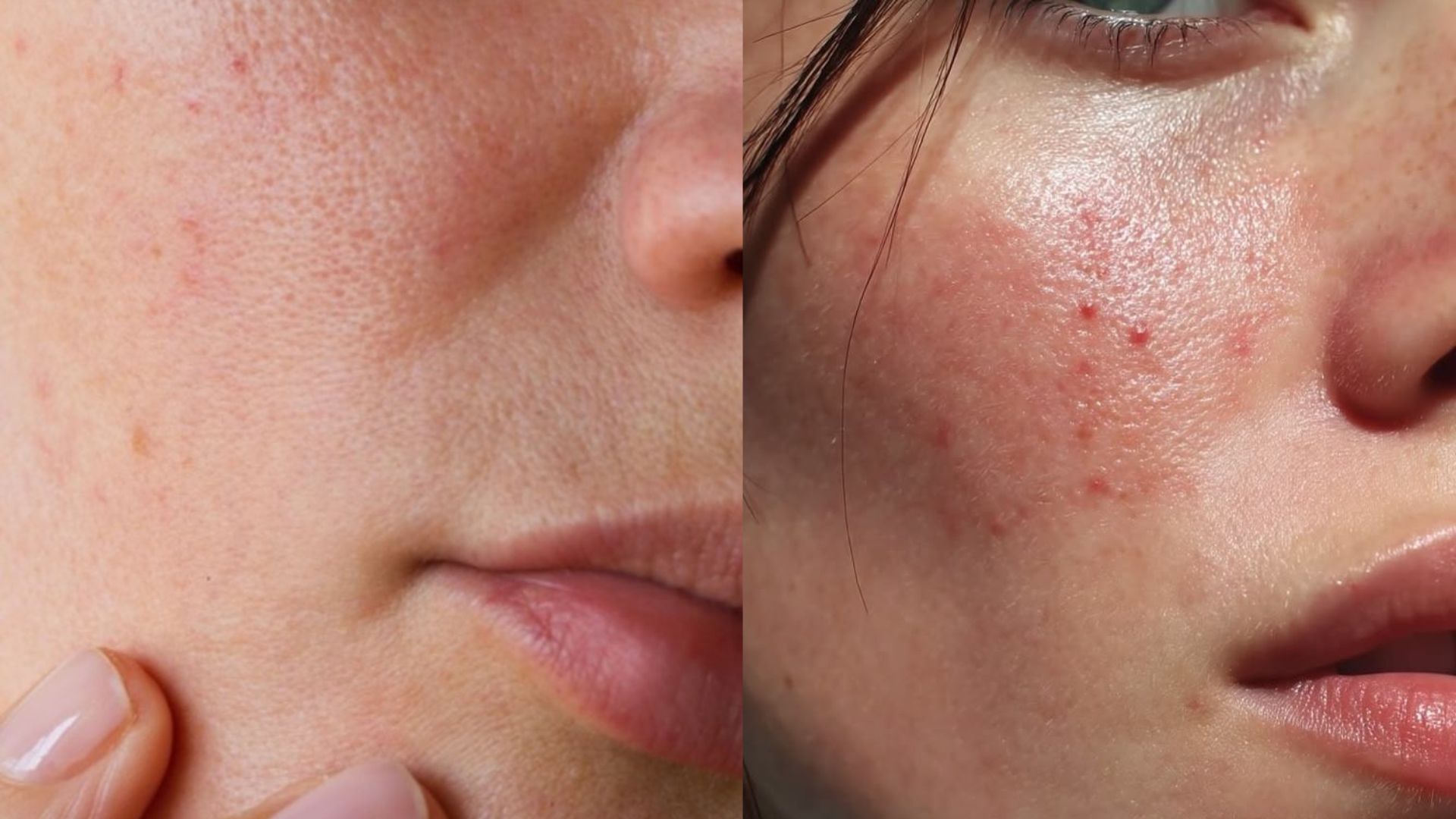visage femme avec peau inflammé , inflammation