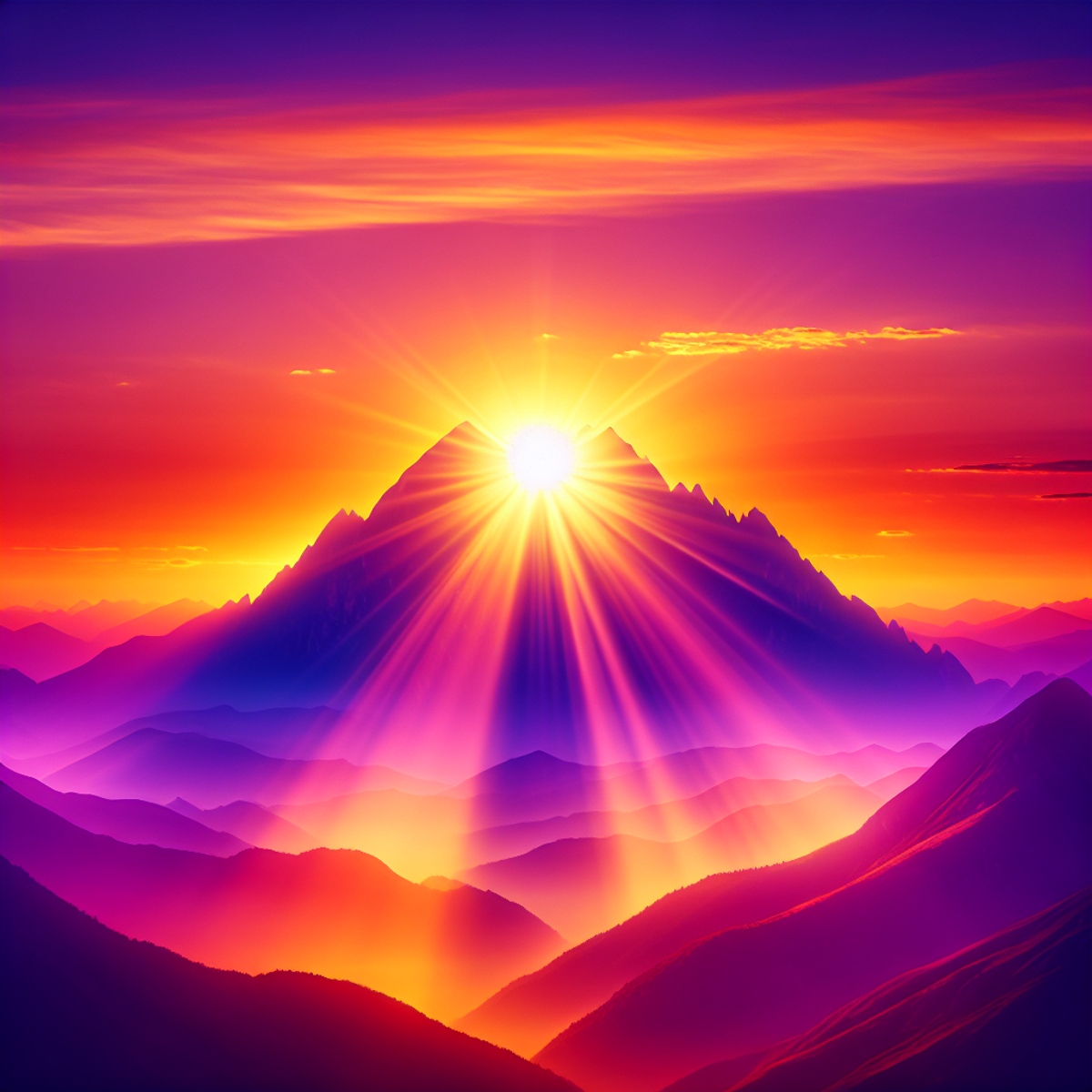 A sunrise over a mountain peak, symbolizing renewal and hope.