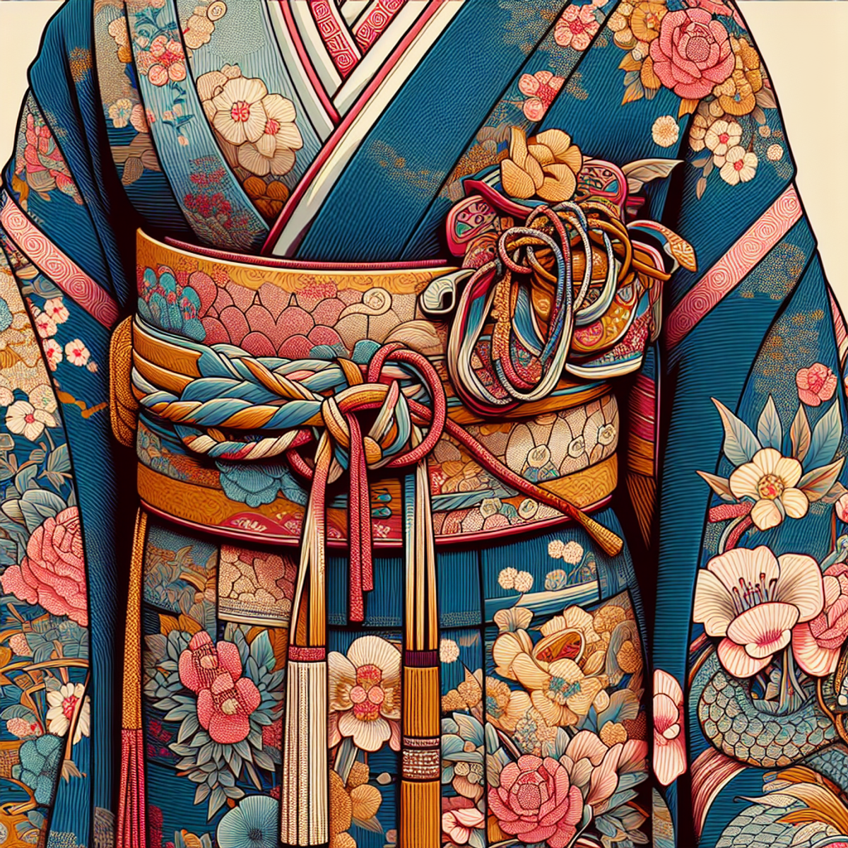 A traditional Japanese kimono with vibrant colors and intricate designs showcasing the elegance and artistry of this cultural attire.