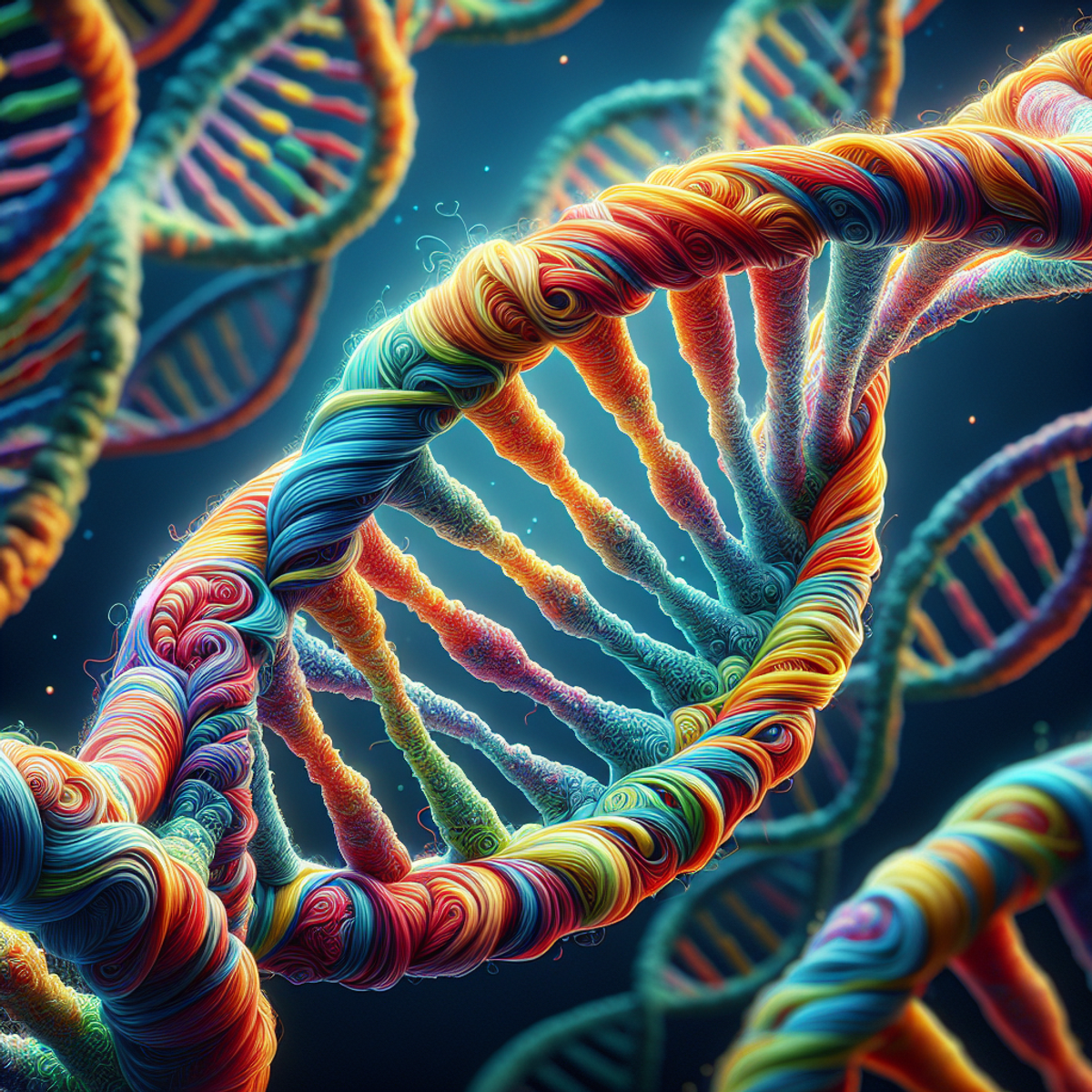 A colorful and detailed DNA helix.