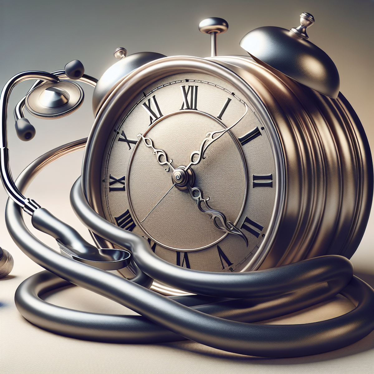 A stethoscope and antique clock symbolizing urgency in healthcare.