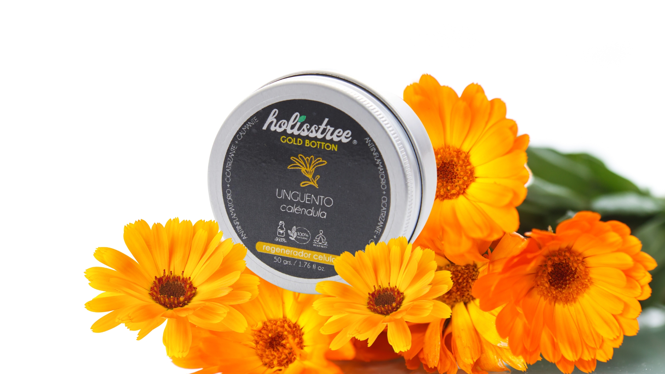 Usa el Ungüento Cicatrizante de Caléndula Holisstree para reparar tu piel.