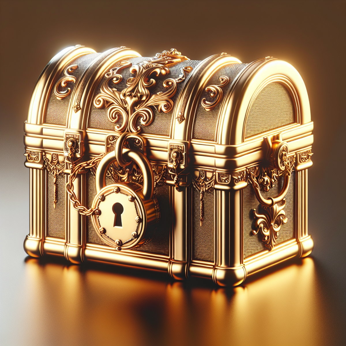 A close-up image of a locked treasure chest dipped in gold with intricate details, symbolic of encapsulation in programming.