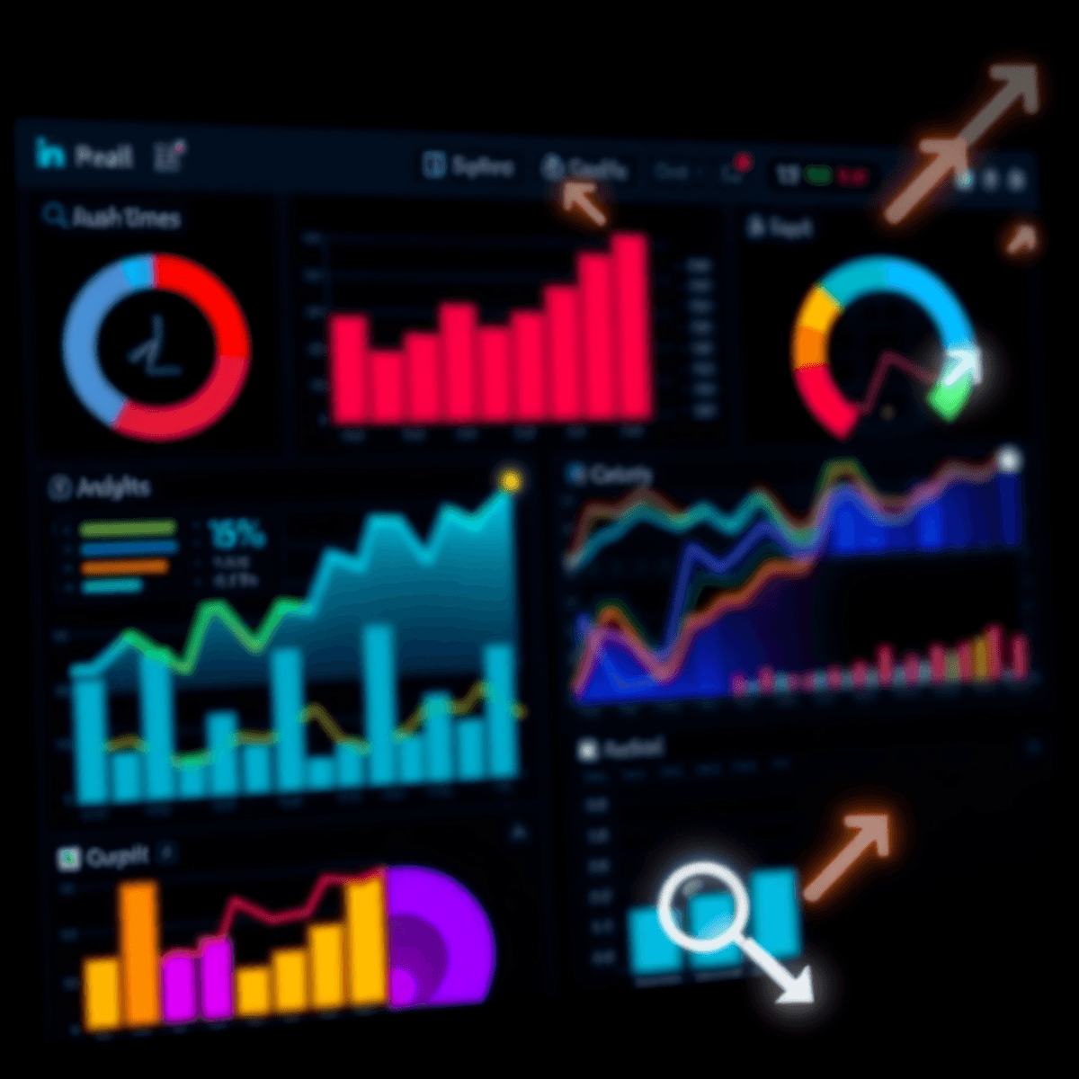 Best White Label SEO Tools for Agencies in 2026: Boost Branding & Client Trust 12 A sleek digital dashboard with colorful glowing graphs, charts, arrows, and magnifying glass icons on a dark background representing real-time data and growth.