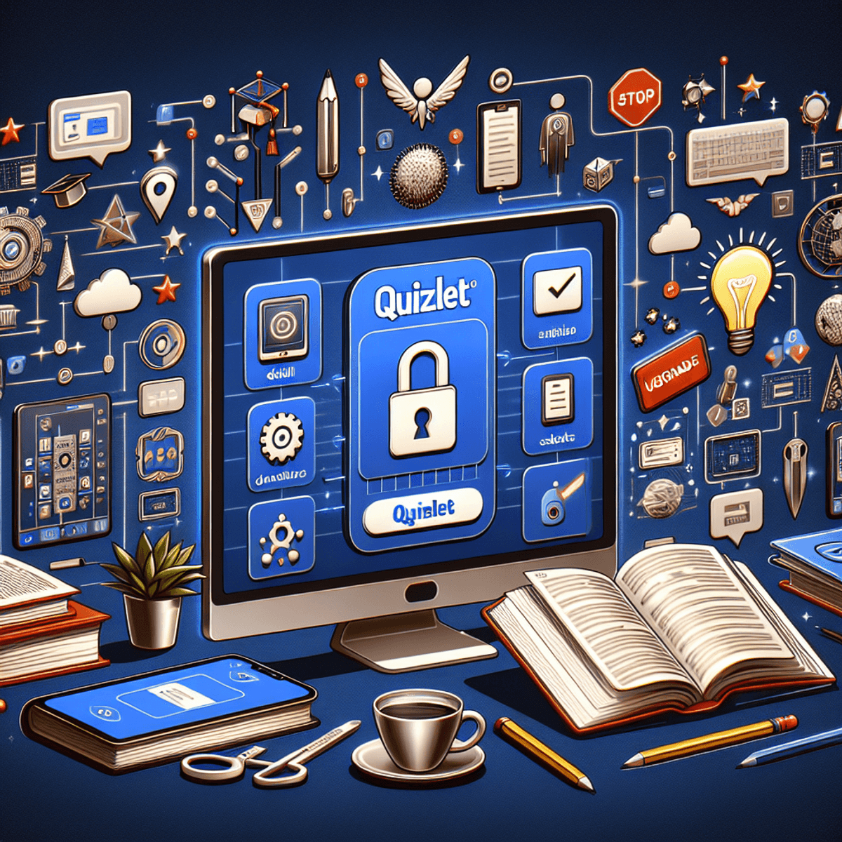 A digital art representation of a stack of colorful flashcards, symbolizing Quizlet's flashcard creation feature.