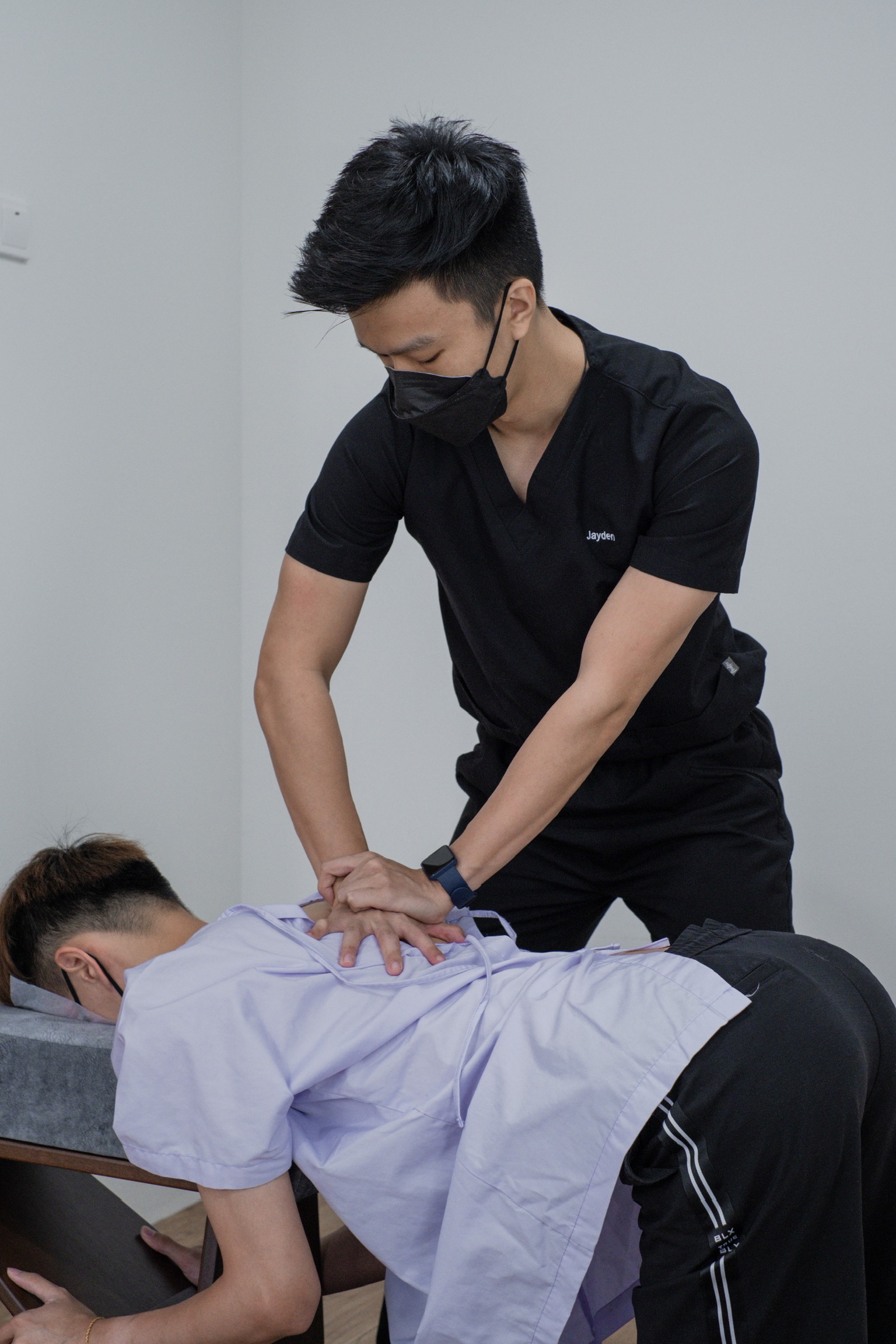 Chiropractic adjustment done by a licensed chiropractor in Puchong, Malaysia