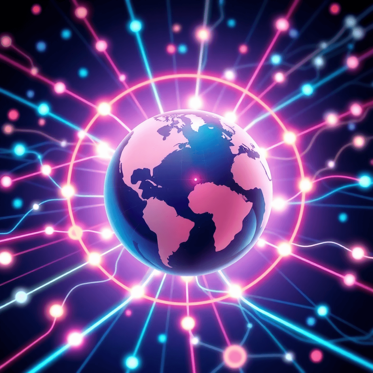 A realistic illustration of a globe surrounded by interconnected servers and network lines, symbolizing global connectivity and enhanced website performance.