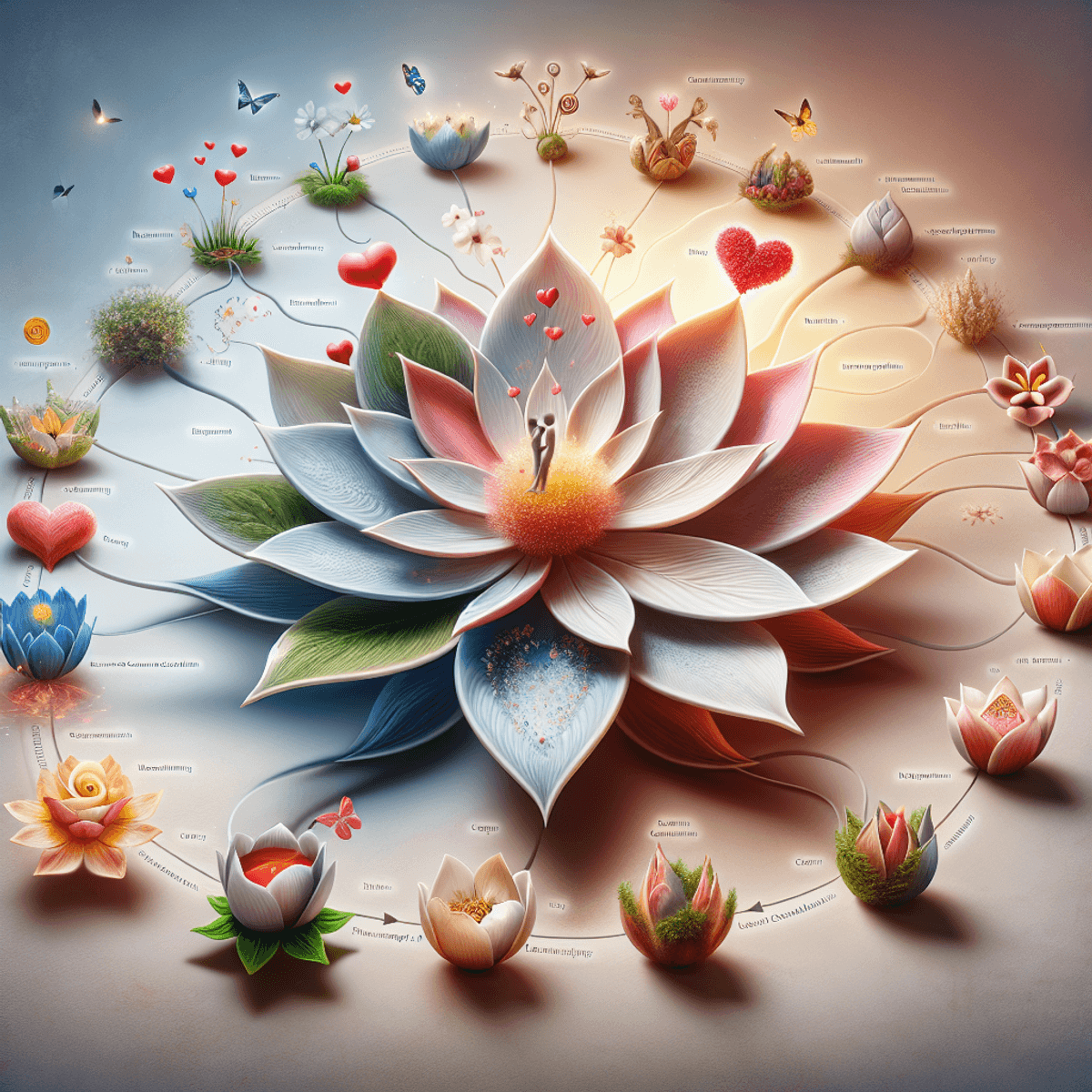 A blooming flower representing the stages of a relationship.