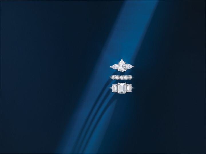 Three lab diamond rings