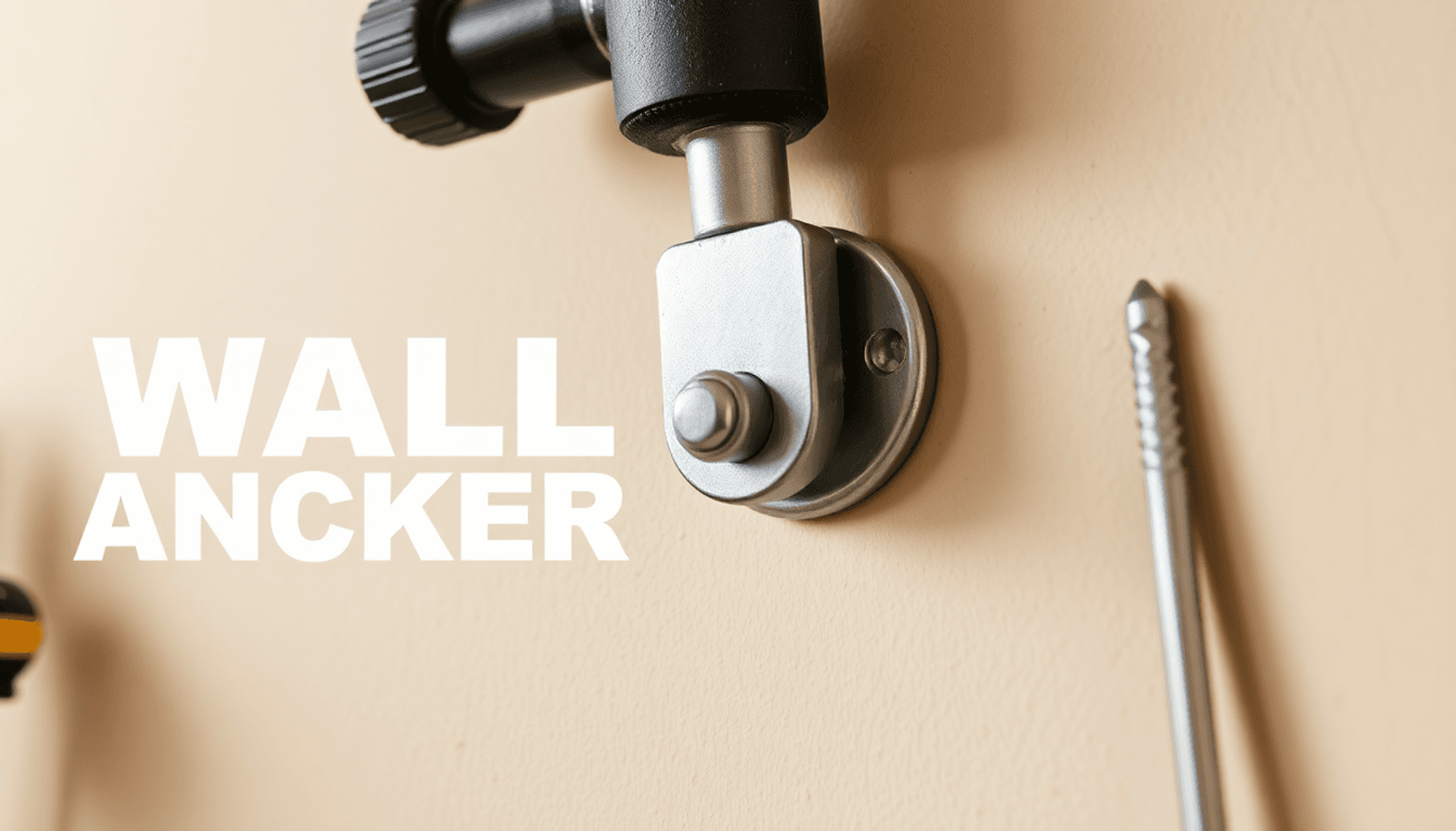 Ancrage mural en cours de frappe dans un mur, avec une perceuse et un tournevis
