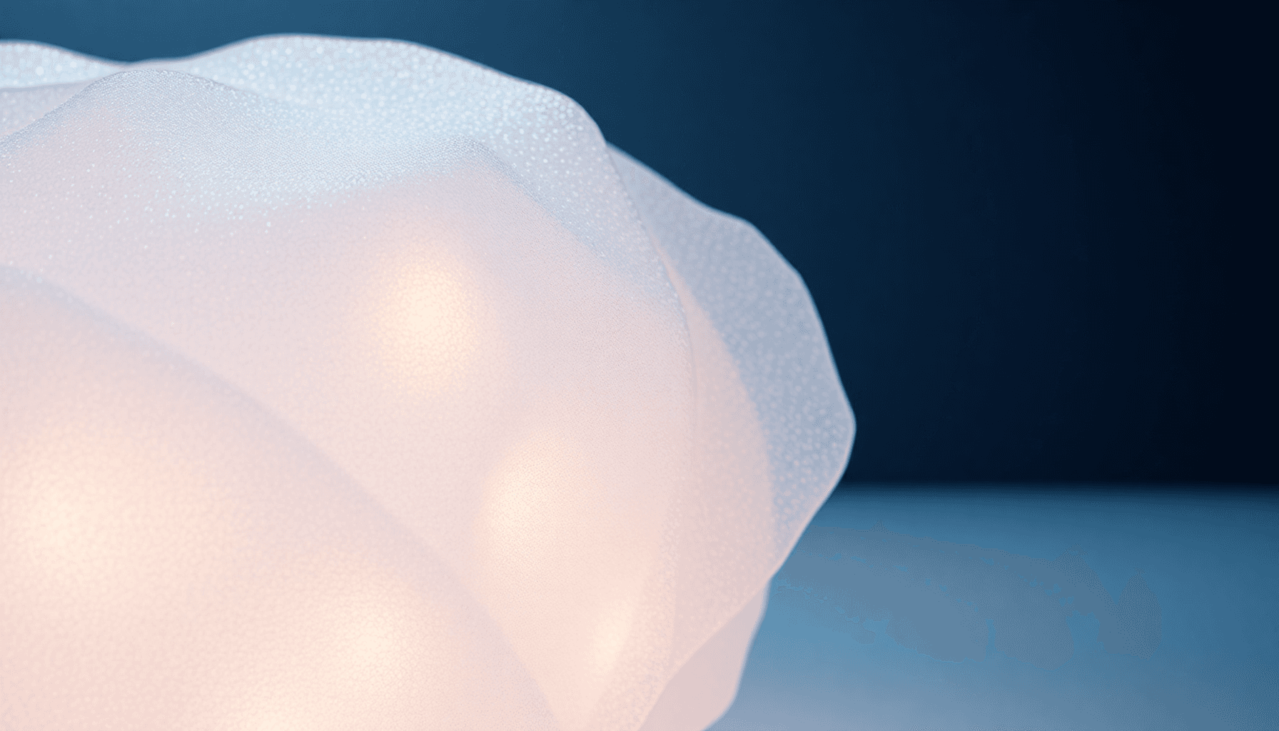 Gros plan sur un aérogel translucide et lumineux avec une structure poreuse délicate
