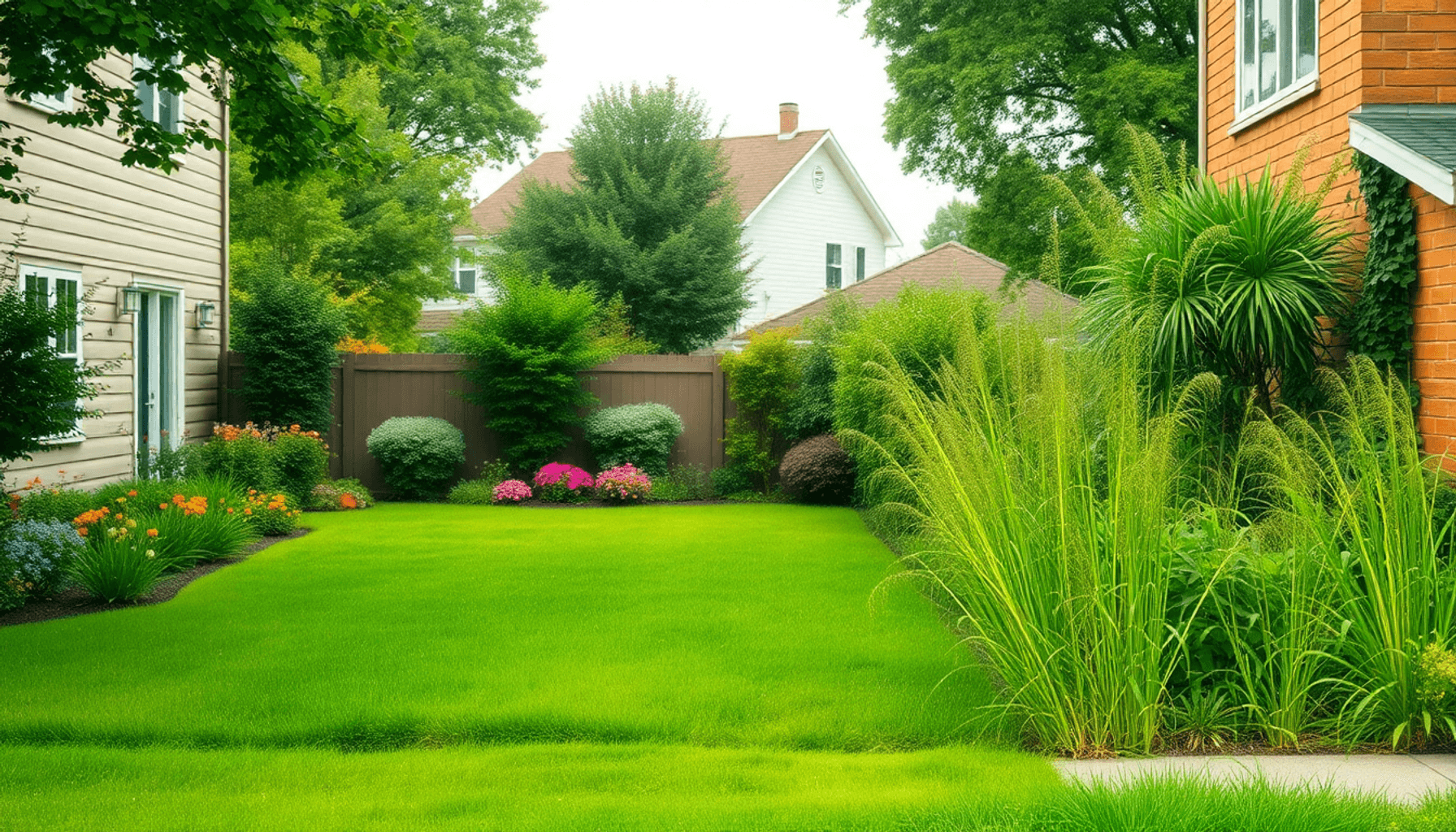Deux maisons de banlieue avec des jardins contrastés