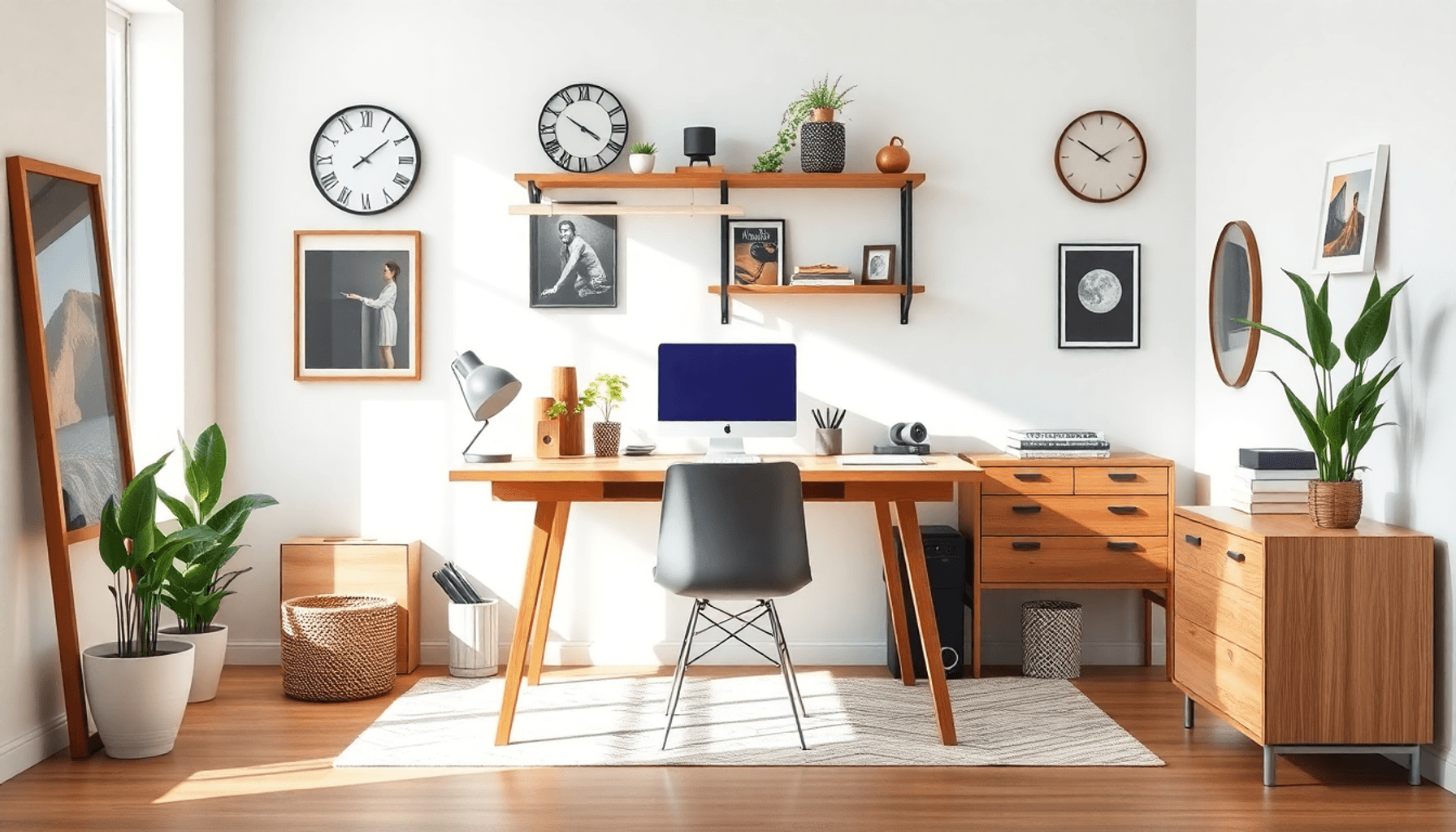 Bureau moderne , alliant décoration vintage, industrielle, scandinave