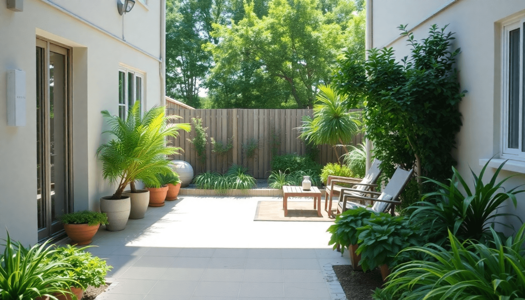 Appartement en rez-de-chaussée ensoleillé avec un coin salon extérieur confortable et un jardin privé