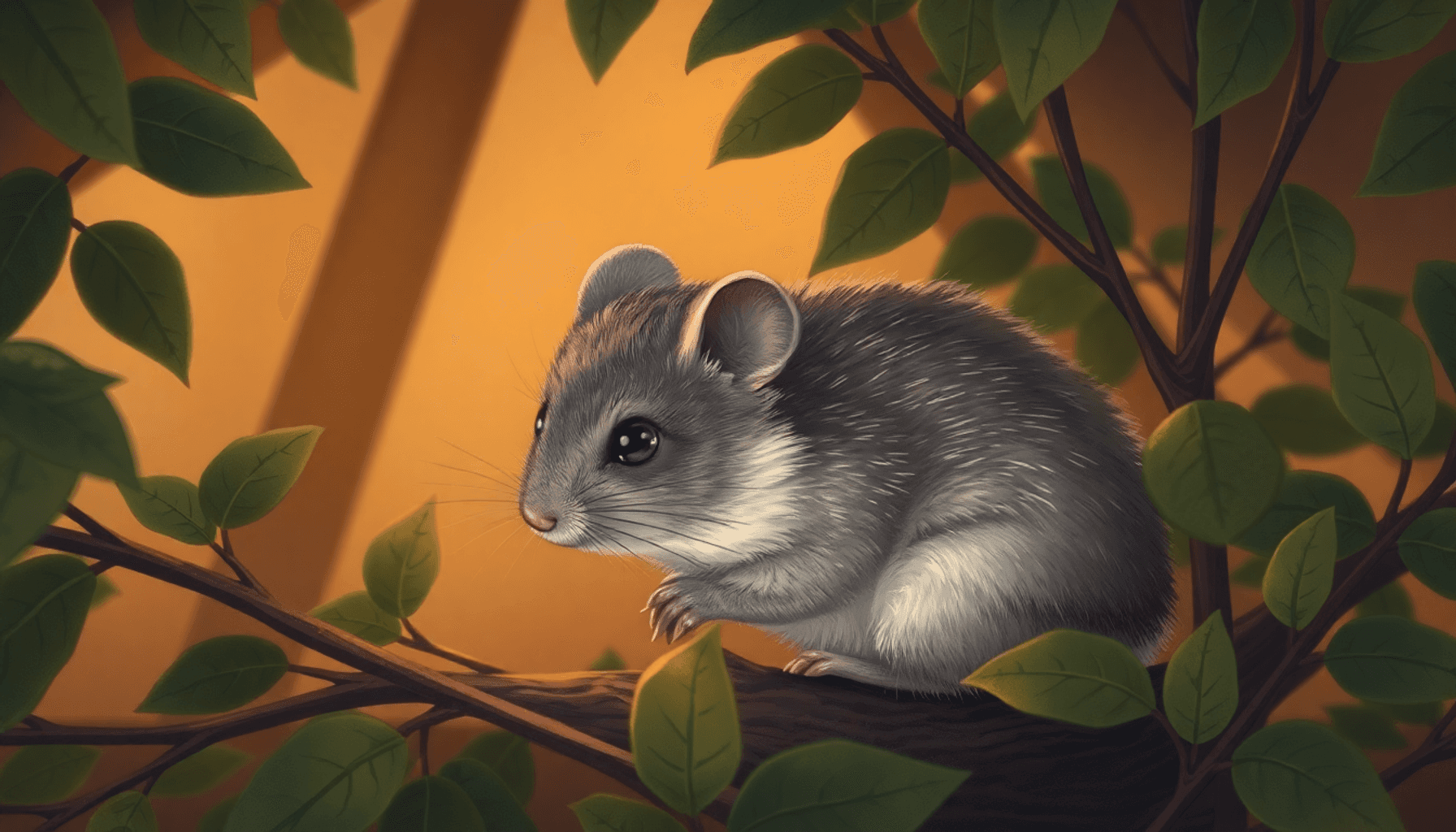 Illustration en gros plan d'un loir avec un pelage brun-gris et une queue touffue