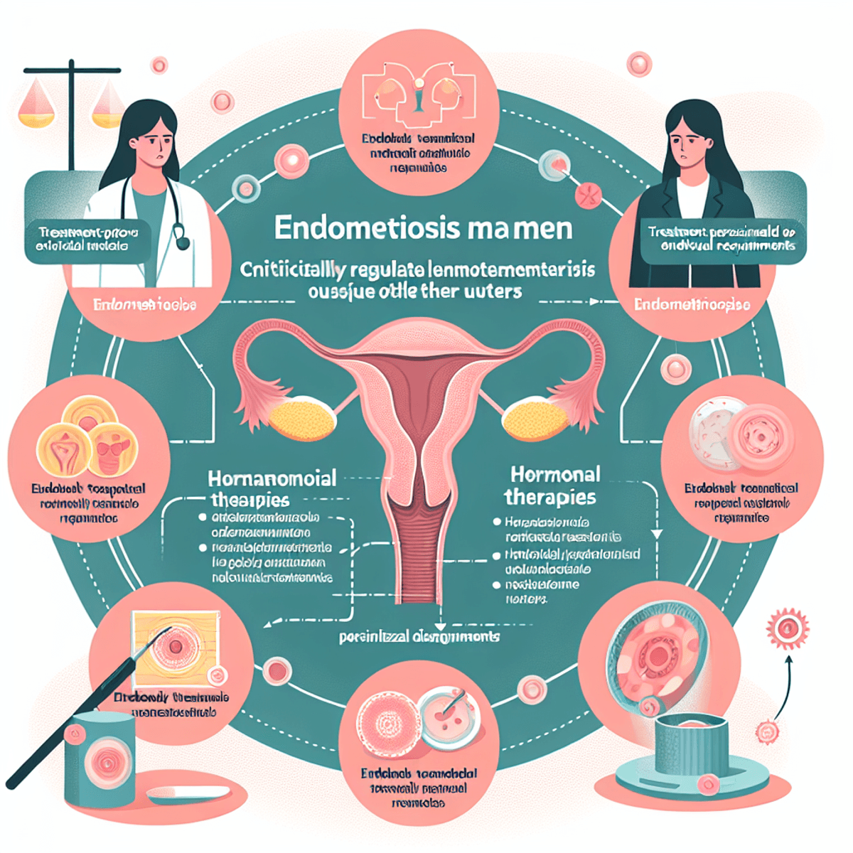 Endometriosis Impact On Infertility 6 Abstract art of a female symbol with colorful patterns, representing various treatment options for endometriosis.