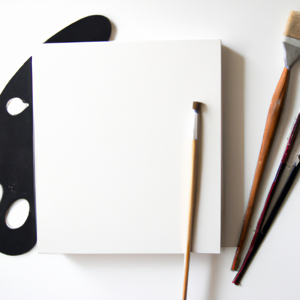 A blank canvas with various art supplies, ready for creation, symbolizing the creation of images for blogs.