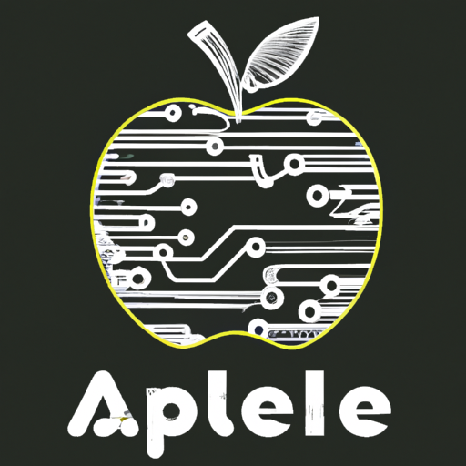 An Apple logo made of circuit lines, with a stylized tech blog layout in the background.