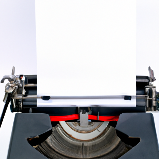 A vintage typewriter with a blank sheet of paper, symbolizing the traditional and laborious process of writing a blog post.