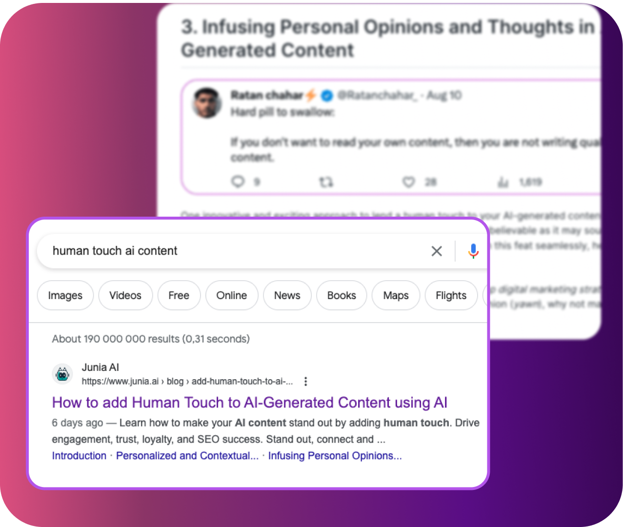 A blog post ranks number one on Google due to the effective use of User-Generated Content (UGC) throughout the article, providing a massive SEO boost.