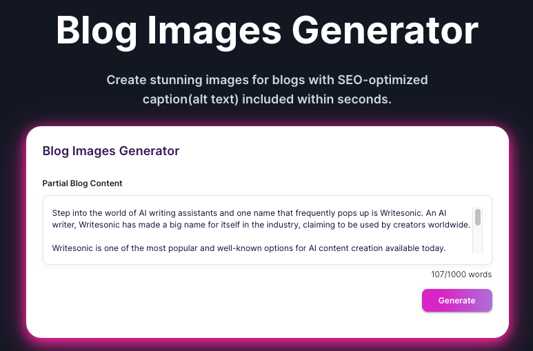 Generating Images For Blog using Junia AI's Blog Images Generator