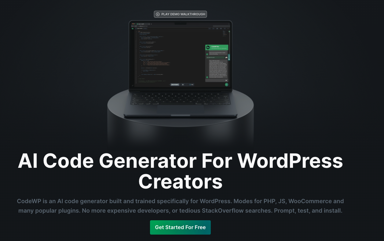 CodeWP-AI Code Generator For WordPress Creators