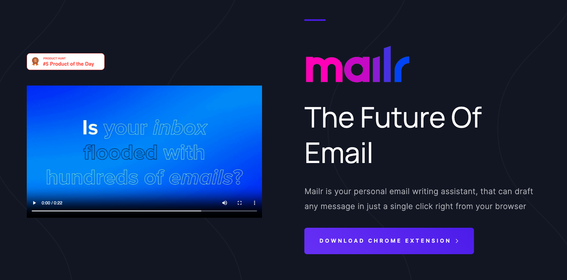 Screenshot of a Video frame showcasing how Mailr's Email Writing Tool works