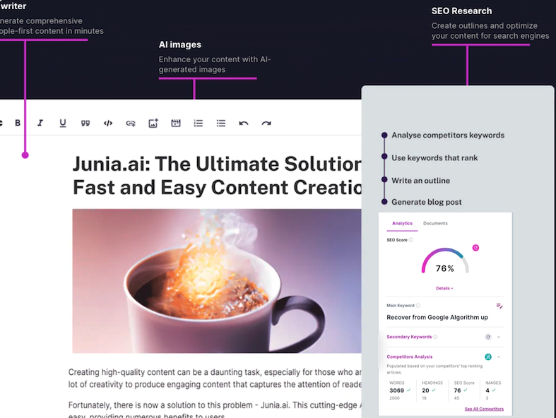 Junia AI's SEO Content Writer