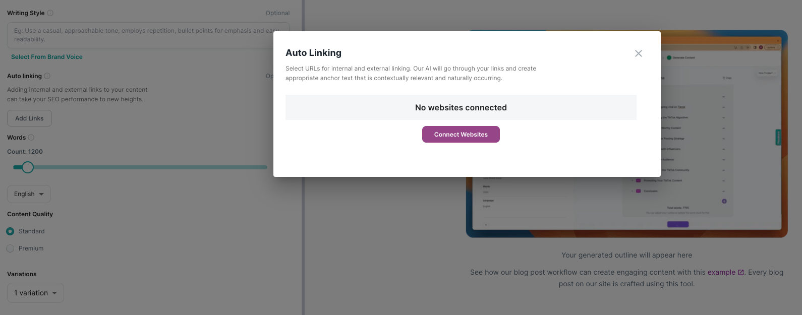 Access the Auto-Linking Feature within the Blog Post Workflow